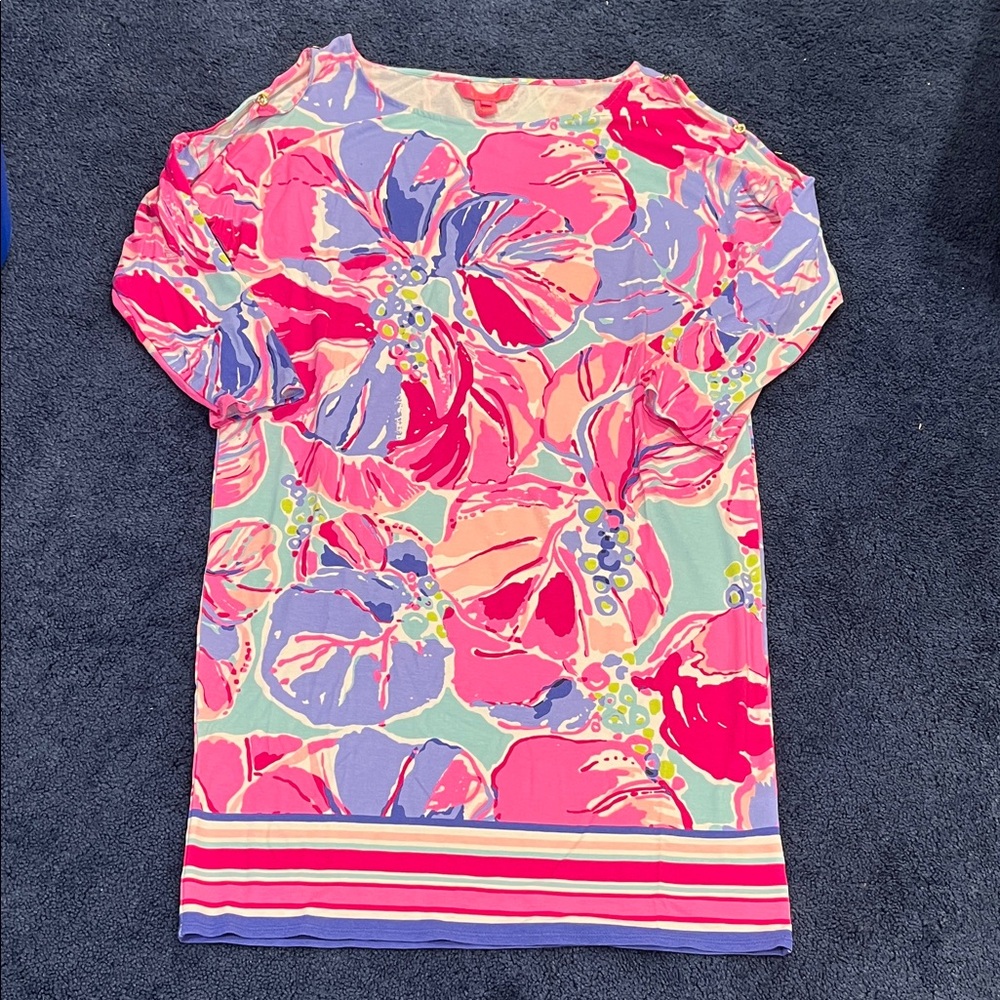 Lilly Pulitzer Vibrant Pink and Purple Long Sleeve Dress